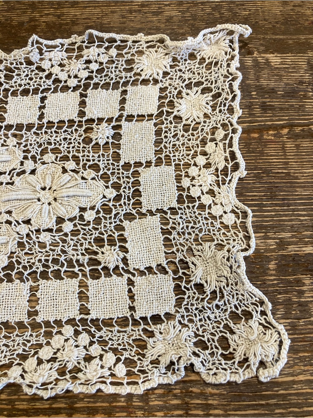 Small Rectangle Doily Table Accent in Cream Flower Design Crochet - Picture 8 of 13